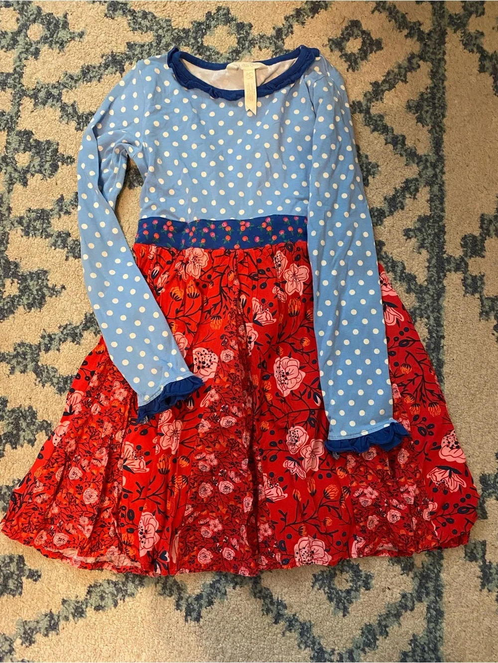 Matilda Jane Girls' Blue Polka Dot & Red Floral Mixed-Print Nightgowns